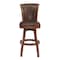Armen Living Raleigh 26" Counter Height Swivel Wood Barstool in Chestnut Finish and Kahlua Faux Leather LCRABASIKACH26 - alternate 5